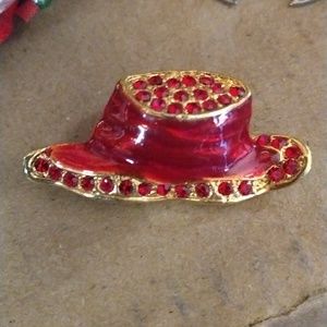 Hp Nwot Red hat Christmas pin